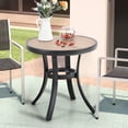 thumbnail image 1 of SUMMIT LIVING 18.3"H Outdoor Patio Side Table Round Metal End Table with PVC Table Top, Black, 1 of 7