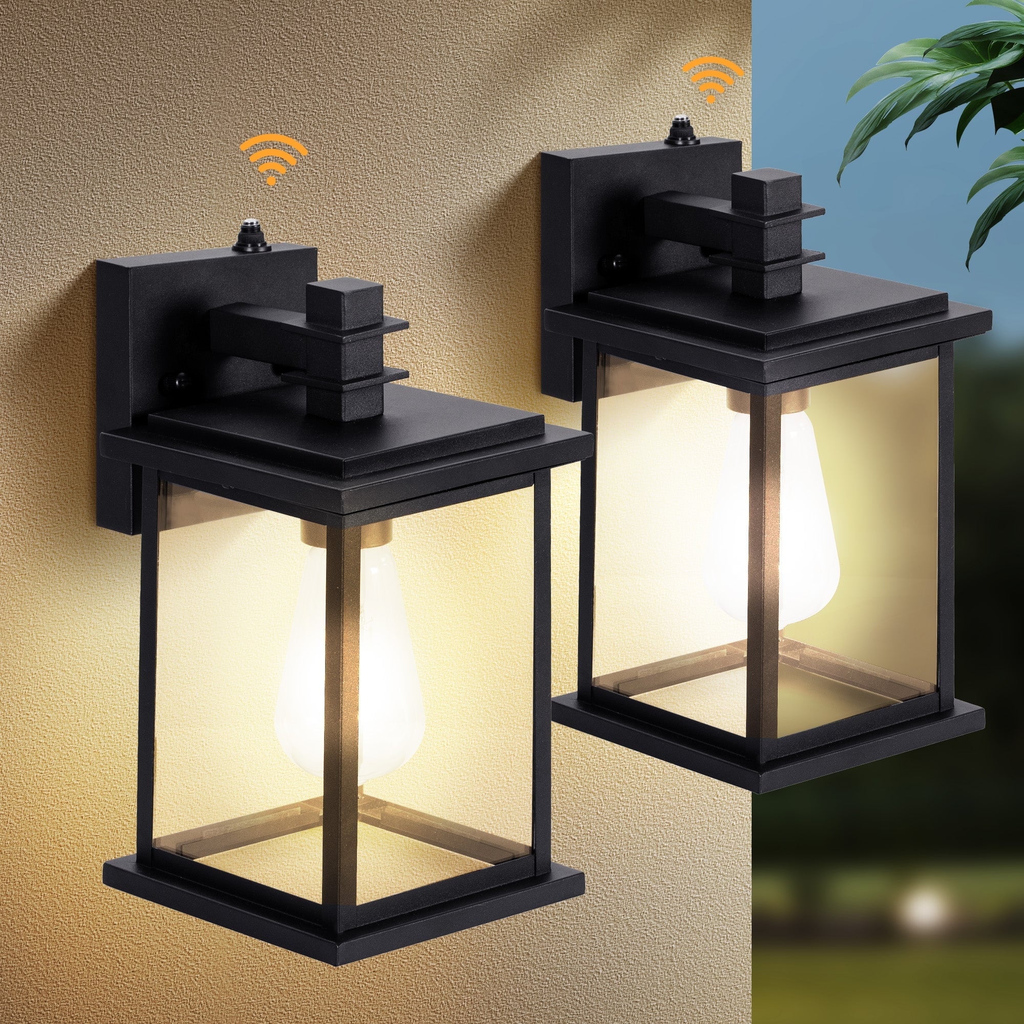 MF Studio Die-Cast Aluminum Outdoor Wall Light Fixtures, Dusk to Dawn Exterior Wall Sconce for Porch, Street, Front Door, Garage, 2 Packs, Black, 11.02” High