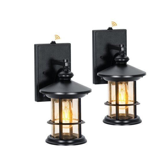 MF Studio Die-Cast Aluminum Outdoor Wall Light Fixtures, Dusk to Dawn Exterior Wall Sconce for Porch, Street, Front Door, Garage, 2 Packs, Black, 11.42” High