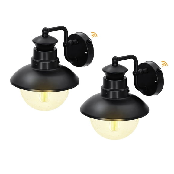 MF Studio Die-Cast Aluminum Outdoor Wall Light Fixtures, Dusk to Dawn Exterior Wall Sconce for Porch, Street, Front Door, Garage, 2 Packs, Black, 10.43” High