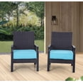 thumbnail image 1 of SUMMIT LIVING 2 Pieces Outdoor Patio Rattan Wicker Chairs With Aqua Cushions for Park, Yard, Deck, 1 of 6