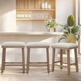 thumbnail image 1 of MF Studio 24" Counter Height Bar Stool Set of 3, PU Leather Padded Seat with Solid Wood Legs, White, 1 of 6