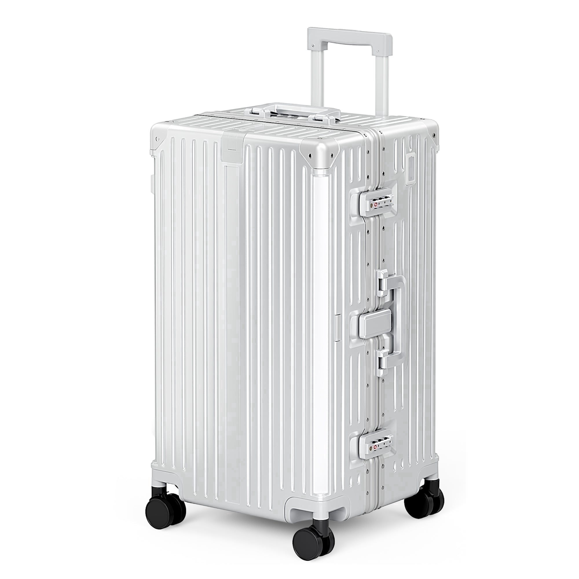 MF Studio 26 Inch Checked Trunk Luggage, Lightweight Zipperless PC