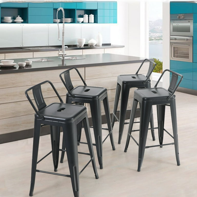 MF Studio 26 Inch Metal Bar Stools with Removable Backres Dining