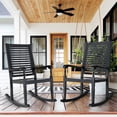 thumbnail image 1 of MF Studio Acacia Wood Outdoor Patio Rocking Chair Set of 2, Front Porch Chairs for Patio, Garden, Deck, Yard, Poolside, Wood Rocker for Outdoor and Indoor, Black, 1 of 7