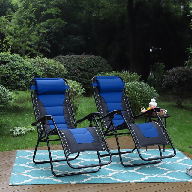 MF Studio 2PCS Padded Zero Gravity Chair Blue