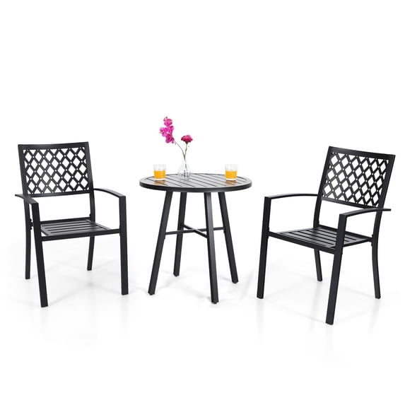 SUMMIT LIVING 3-Piece Metal Patio Bistro Set Outdoor Accent Furniture for Yard, Porch and Garden, Black