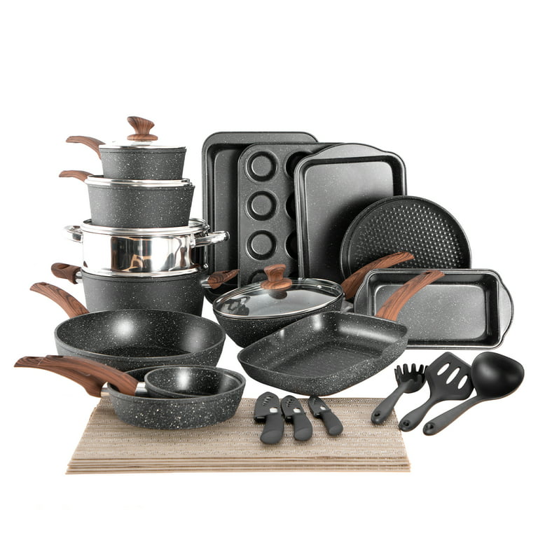 30 Piece Cookware Set Pots and Pans Set Kitchen Granite Non Stick Bakeware  Set