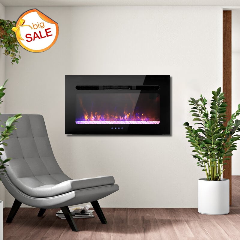 MF Studio 40 Wall Mounted Electric Fireplace Colors and Heat Adjustable  with Remote Control and Touch Screen - Walmart.com