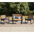 thumbnail image 1 of MF Studio 4-Piece All-Weather Rattan Patio Furniture Set, Outdoor Conversation Set with Wood Table, Brown and Navy Blue, 1 of 10