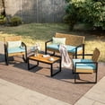 thumbnail image 1 of MF Studio 4-Piece All-Weather Rattan Patio Furniture Set, Outdoor Conversation Set with Wood Table, Yellow and Mint Green, 1 of 10