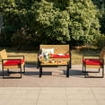 thumbnail image 1 of MF Studio 4-Piece All-Weather Rattan Patio Furniture Set, Outdoor Conversation Set with Wood Table, Yellow and Red, 1 of 10