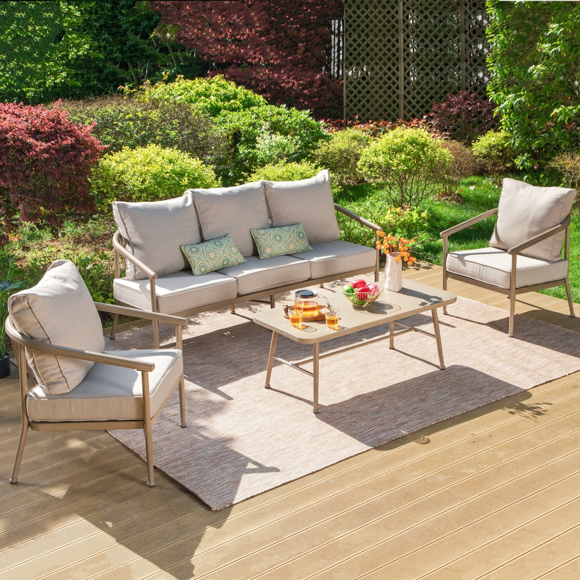 MF Studio 4Piece Outdoor Conversation Set, 5Seat Rustic Farmhouse