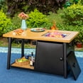 thumbnail image 1 of MF Studio 46" 50000BUT Propane Gas Fire Pit Table with Lid and Blue Fire Glass Metal Rectangular Outdoor Propane Fire Pits Black, 1 of 8