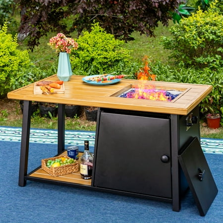 MF Studio 46 Inch Gas Fire Pit Table With Extra Storage Space
