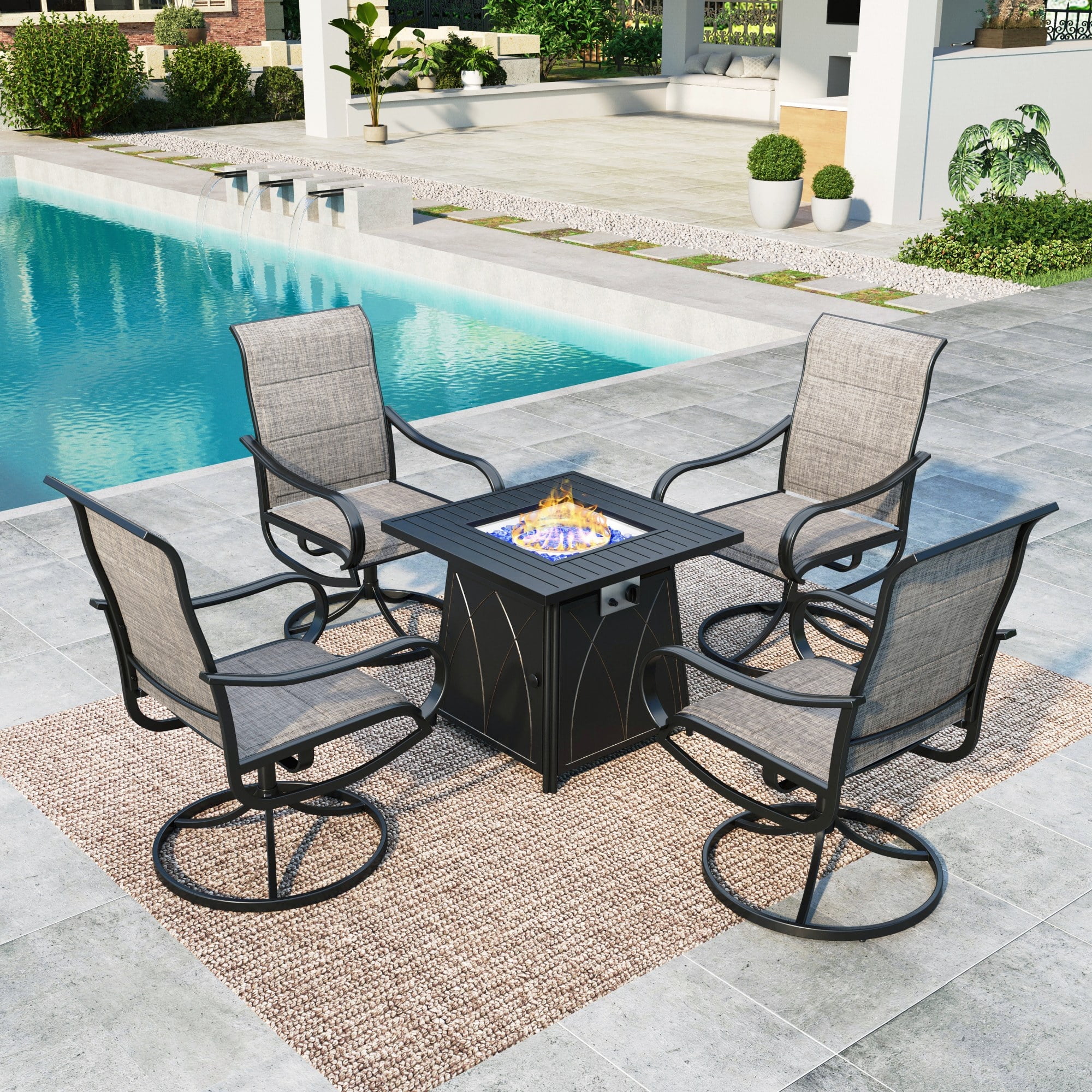 MF Studio 5-Piece Outdoor Patio Metal Fire Pit Din