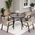thumbnail image 1 of MF Studio 5-Piece Outdoor Dining Set, 4 Cushioned Rattan Chairs and Round Table with Umbrella Hole, Black and Beige, 1 of 13