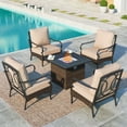 thumbnail image 1 of MF Studio 5-Piece Outdoor Fire Pit Set, Patio Conversation Set with Wicker Steel Chair & 50000 BTU Fire Table, Black Frame & Beige Cushions, 1 of 14