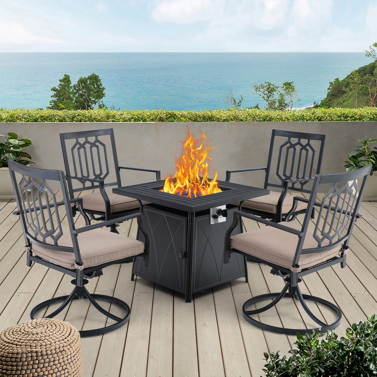 Outdoor gas fire pit table and chairs sale