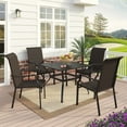 thumbnail image 1 of MF Studio 5 Pieces Outdoor Patio Dining Set with 4 High Back Rattan Chairs and 1 Metal Dining Table, Black & Brown, 1 of 11