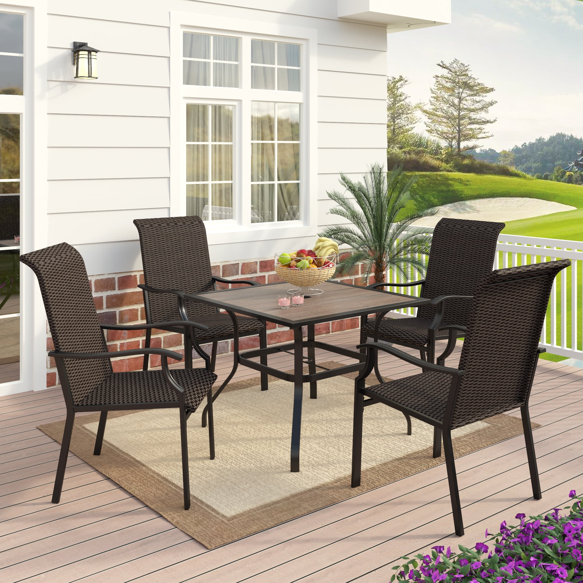 MF Studio 5 Pieces Patio Swivel Bar Stool Set, Outdoor Bar Height