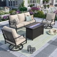 thumbnail image 1 of MF Studio 5 Seater Outdoor Patio Furniture Set with Fire Pit Metal Patio Conversation Set with Swivel Chair Sofa Beige, 1 of 12