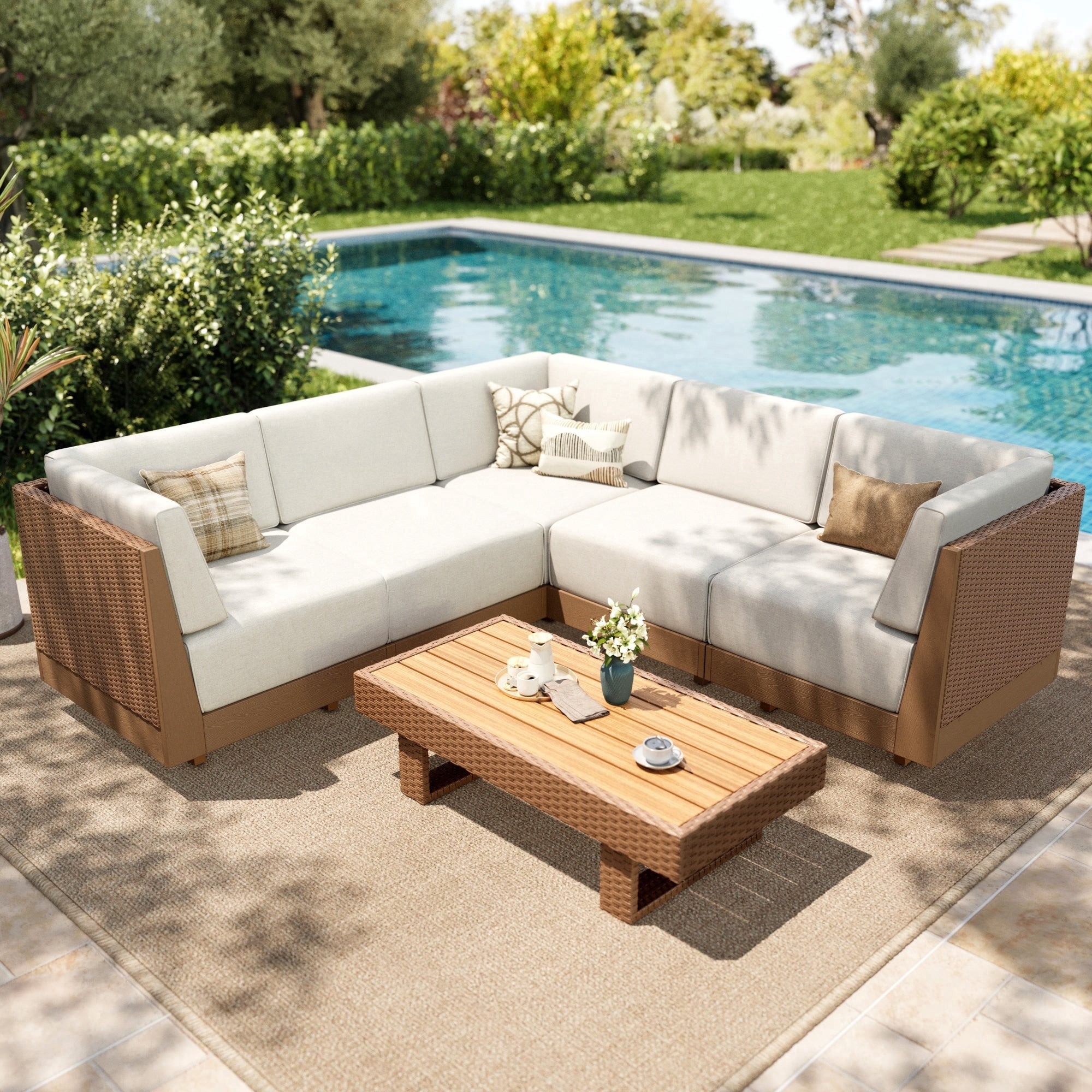 MF Studio 5-Piece HDPE Outdoor Patio Furniture Set with Modular