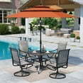 thumbnail image 1 of MF Studio 6-Piece Outdoor Patio Dining Set with 3 Tiers 10FT Red Umbrella, 4 Swivel Outdoor Chairs & 37” Square Outdoor Table, Black & Brown-Gray, 1 of 19