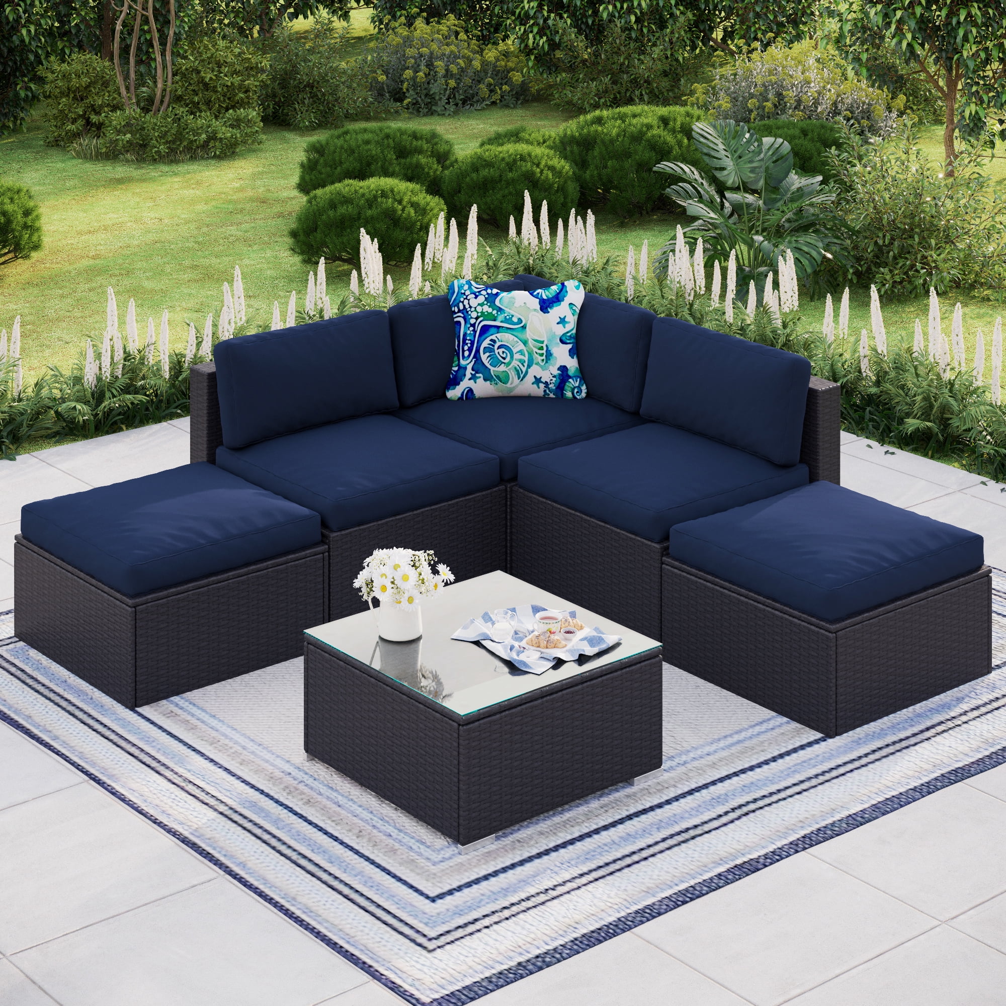Studio rattan online corner sofa