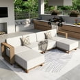 thumbnail image 1 of MF Studio 6-Piece Wicker Patio Furniture Set, Outdoor Sectional Conversation Sofa with 2 Ottomans, Beige, 1 of 8
