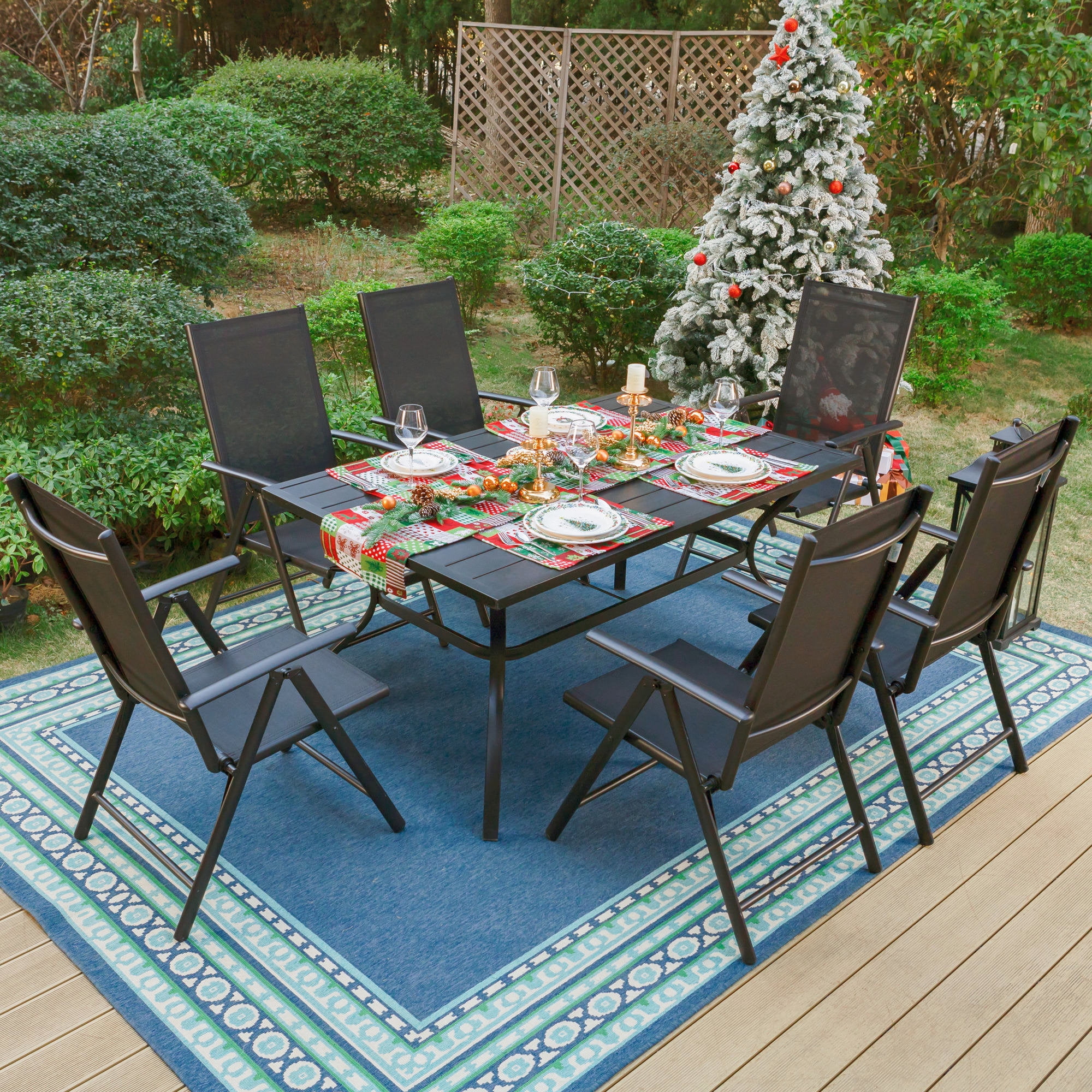MF Studio 7 Piece Aluminum Outdoor Patio Dining Set with 7 Level