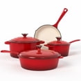 thumbnail image 1 of MF Studio 7-Piece Enameled Cast Iron Cookware Sets, Heavy Duty Ceramic Coated Pots and Pans Set, Red Dutch Ovens Set, 1 of 10