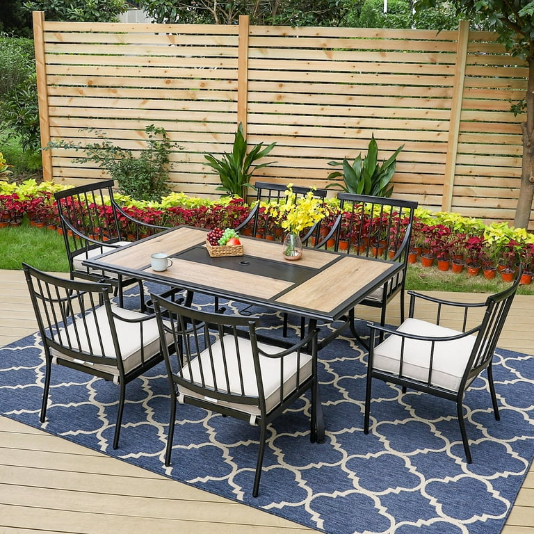 MF Studio 7 Pieces Outdoor Patio Dining Set Metal Patio Furniture