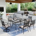 thumbnail image 1 of SUMMIT LIVING 7-Piece Outdoor Patio Dining Set with 4 Pieces Ding Chairs, 2 Pieces Swivel Chairs with Removable Cushions & Pillows & 1 Piece Rectangle Metal Table, 1 of 15