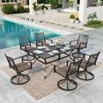 thumbnail image 2 of 7-Piece Patio Dining Set – Metal Table & Chairs, Blue, With Umbrella Hole – PHI VILLA 2 of 4
