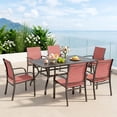 thumbnail image 1 of SUMMIT LIVING 7-Piece Outdoor Patio Dining Set with Rectangle Steel Table & Textilene Chairs for 6-Person, Black & Red, 1 of 13
