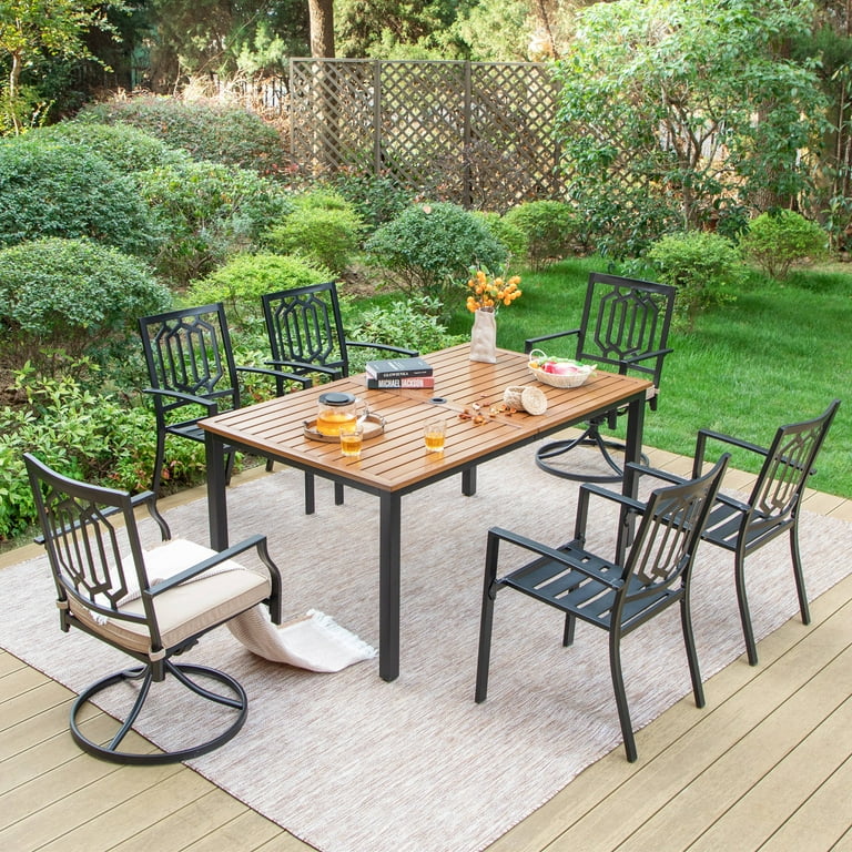 MF Studio 7-Piece Dining Furniture Set, Outdoor Patio with Wood