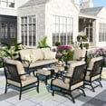 thumbnail image 1 of MF Studio 7-Piece Patio Conversation Set Outdoor Furniture Sofa Set for 9 Person with Beige Cushions, 1 of 7