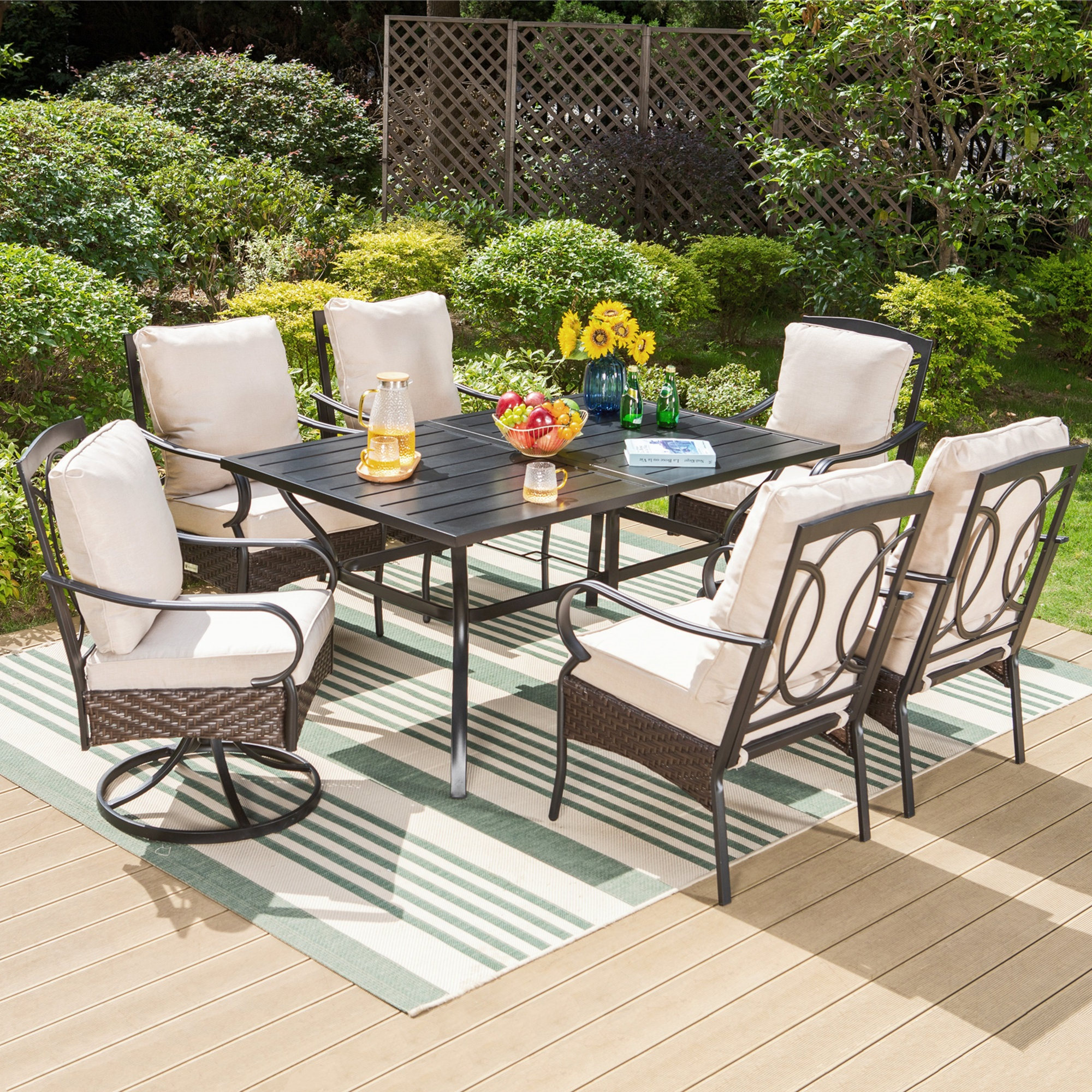 Noble House Adaline Outdoor Wicker Swivel Egg Chair with Cushion, Light