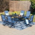 thumbnail image 1 of MF Studio 7 Pieces Outdoor Patio Dining Set, Metal Outside Furniture Set with Rectangle Table & Swivel Chairs for 6 Person, Black & Blue, 1 of 12