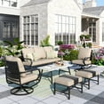 thumbnail image 1 of MF Studio 7-Seat Patio Conversation Set Metal Outdoor Furniture Sofa Set for 7 Person Beige, 1 of 12