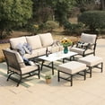 thumbnail image 1 of MF Studio 7-Seater Patio Conversation Set Metal Outdoor Furniture Set with Rocking Chair Sofa Beige, 1 of 11