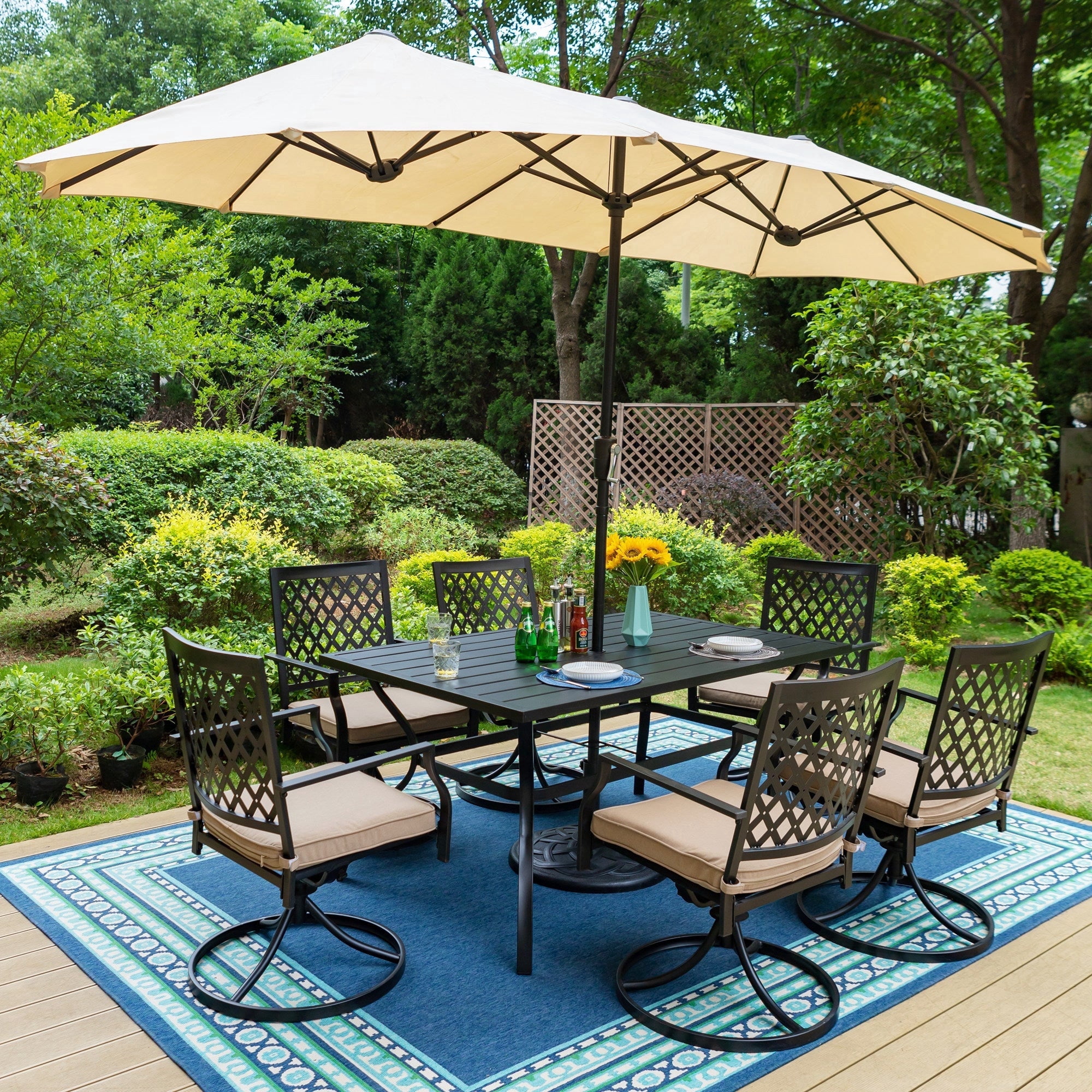 6 rib patio umbrella replacement canopy TheLAShop 10'x6.5' 6-Rib Rectangular SKY7430:0-0-0-0 Color:Titanium Coleman CT200U-EX for Sale rain protection and ventilation