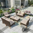 thumbnail image 1 of MF Studio 8 Piece Outdoor Patio Conversation Set Outdoor Furniture Sectional Wicker Sofa Set with Beige Cushions, 1 of 9