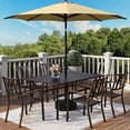 thumbnail image 1 of MF Studio 8-Piece Outdoor Patio Dining Set with 9 ft Umbrella, Stacking Chairs & 6-Person Table, Black & Beige, 1 of 12