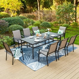 MF Studio 9 Piece Outdoor Patio Dining Set Metal Patio Furniture Set with Expandable Dining Table and 8 Rattan Chairs for Outdoor Yard Porch Navy Blue Walmart