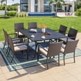 thumbnail image 1 of MF Studio 9-Piece Outdoor Patio Dining Set with Large Square Table & Wicker Chairs for 8-Person, Black, 1 of 12