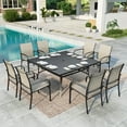 thumbnail image 1 of SUMMIT LIVING 9-Piece Outdoor Patio Dining Set with Large Square Steel Table & Textilene Chairs for 8-Person, Steel Frame, Black & Brown, 1 of 13