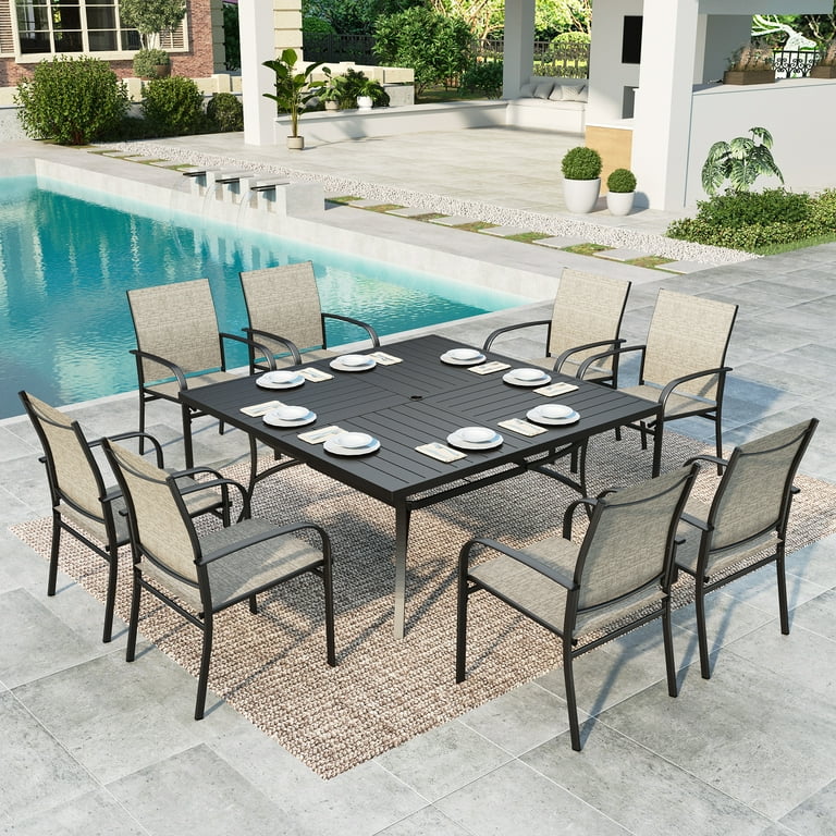 MF Studio 9-Piece Outdoor Dining Set with Steel Table Chairs for - Main Image