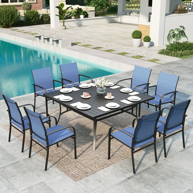 MF Studio 9-Piece Outdoor Patio Dining Set with Metal Steel Square - Main Image